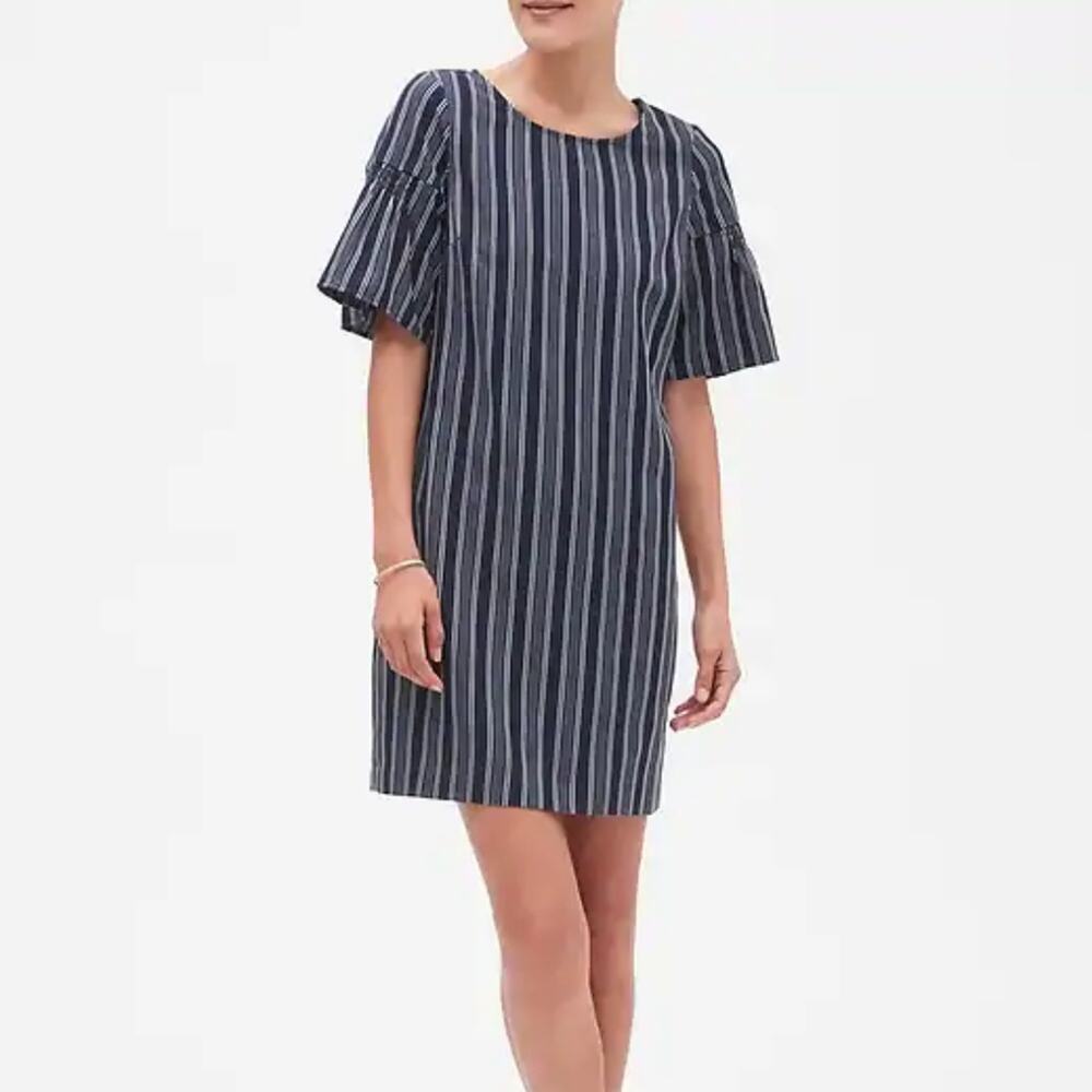 Banana Republic Stripe Smock Sleeve Shift Dress - Picture 2 of 16